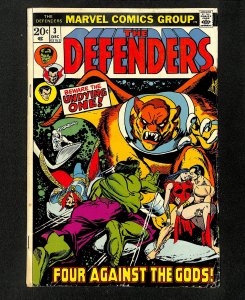 Defenders #3 Nameless One Silver Surfer Hulk Appearance! 1972!