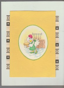 LOOKING GOOD Cartoon Chicken Baking Cake Kitchen 7x9.5 Greeting Card Art #B8451