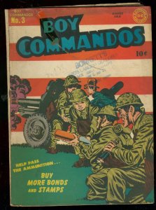BOY COMMANDOS #3 1943-SIMON & KIRBY-WW II COVER VG-