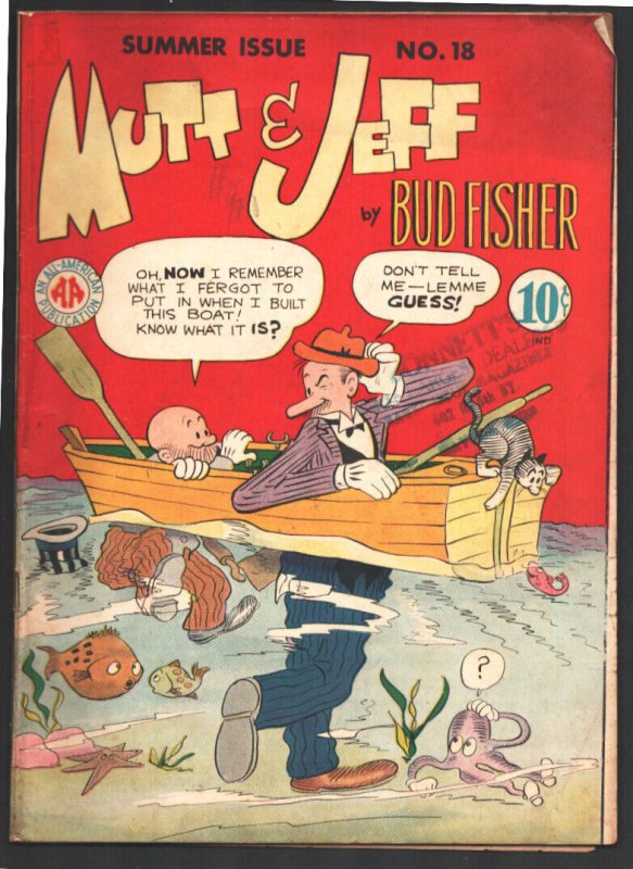 Mutt & Jeff #18 1945-Sheldon Mayer cover art-Newspaper comic strips & Bud Fis...
