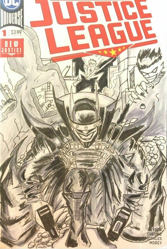 BATMAN WHO LAUGHS ORIGINAL SKETCH ART.Justice League 1 Blank