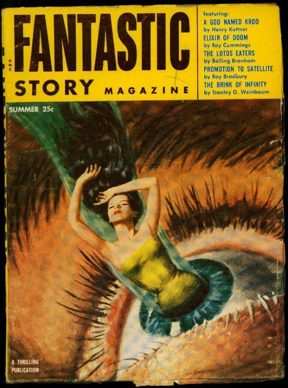 Fantastic Story Pulp Summer 1954- Bradbury- Kuttner- Walter Popp VG/F