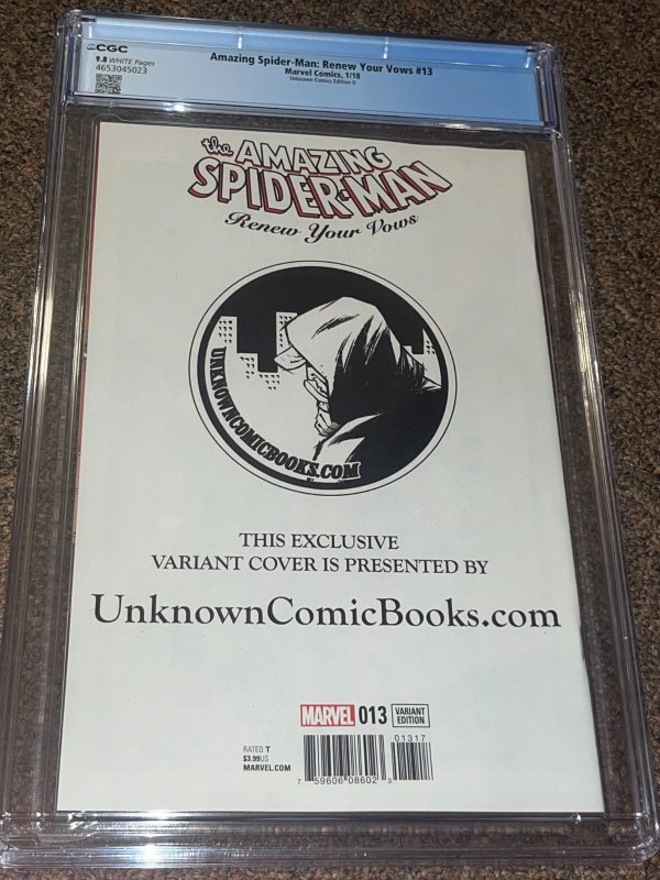 Spider-Man Renew Your Vows 13, Campbell Unknown Virgin Variant D, CGC Graded 9.8