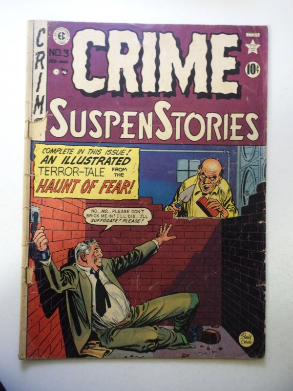 Crime SuspenStories #3 (1951) GD Condition cover detached, 1 spine split