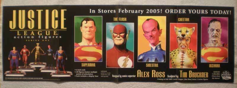 JUSTICE LEAGUE ACTION FIGURES Promo poster, 2005, Unused, more in our store