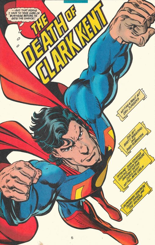 SUPERMAN #100 Vol.2 (May1995) 9.0 VF/NM The Death of Clark Kent Special Issue!