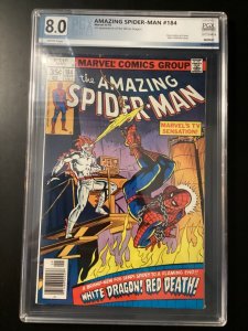 Marvel Comics, Amazing Spiderman #184, 1978, PGX 8.0, 1st White Dragon, Look!