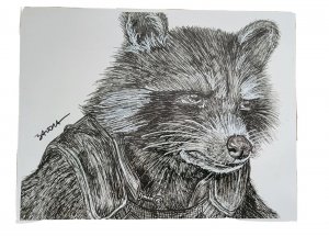 ROCKET RACCOON / GoTG - Artist Commissioned / Signed Sketch Art Print 8.5×11