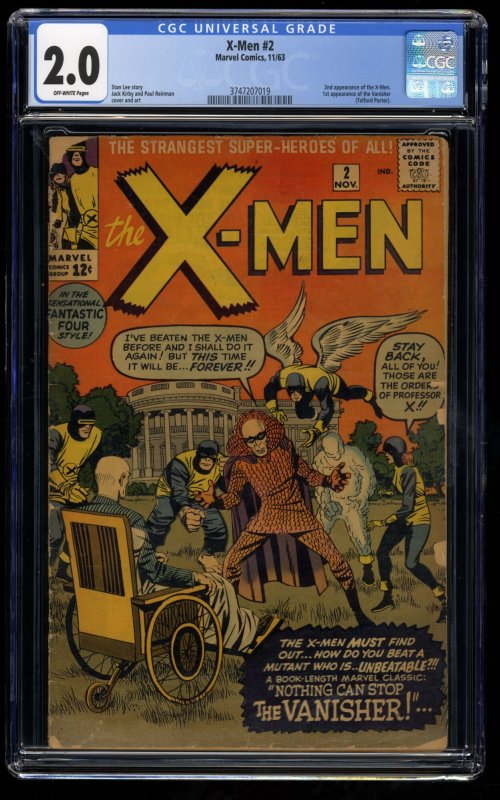 X-Men #2 CGC GD 2.0 Off White 1st Vanisher! Marvel Comics