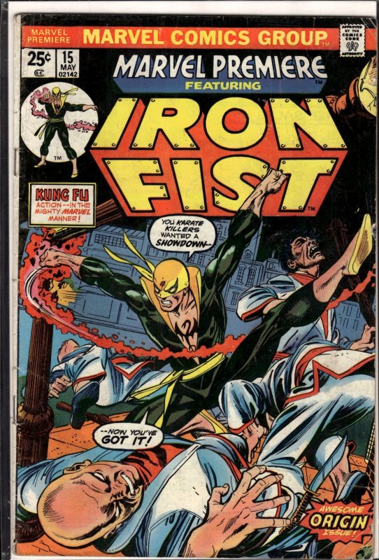 Marvel Premiere #15 (1974) 1st appearance Iron Fist! CF and staples attached