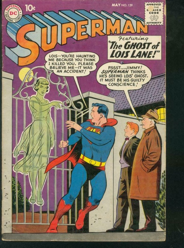 SUPERMAN #129 1959 DC LORI LEMARIS MERMAID GHOST COVER VG-