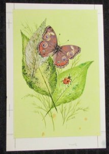 EASTER Beautiful Butterfly & Ladybug 6.25x8 Greeting Card Art #10042