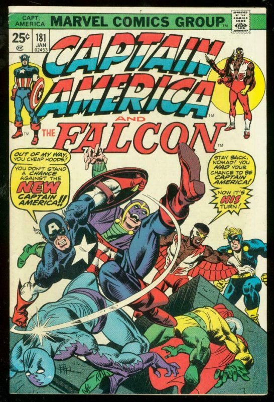 CAPTAIN AMERICA #181 1974-FALCON-ORIGIN FN