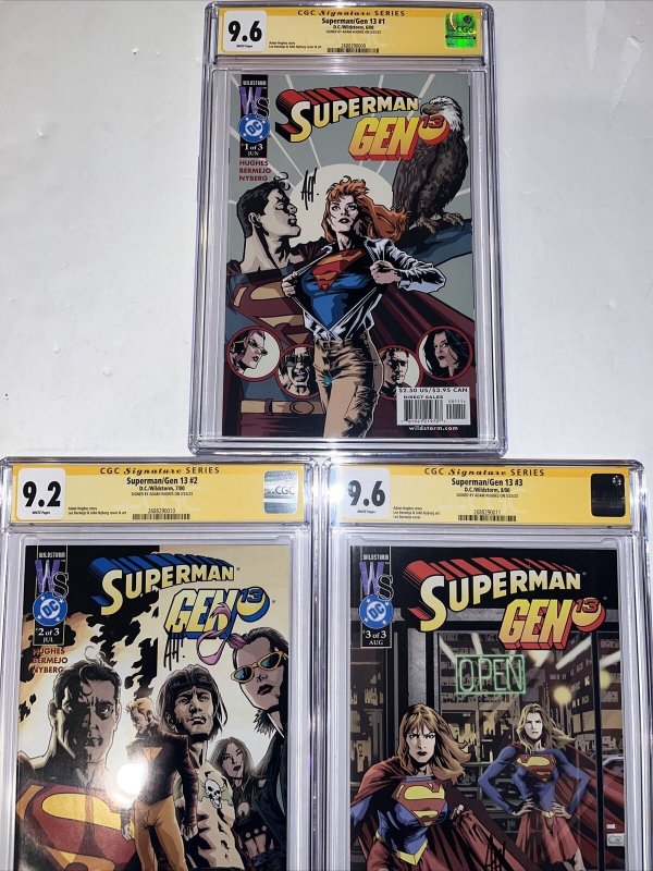 Superman Gen 13 (2000) # 1 2 3 1-3 (CGC 9.2-9.6 SS) Signed Adam Hughes