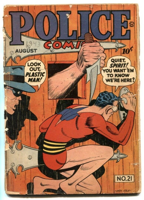 Police Comics #21 1943- WILL EISNER AUTOGRAPH- Spirit G-