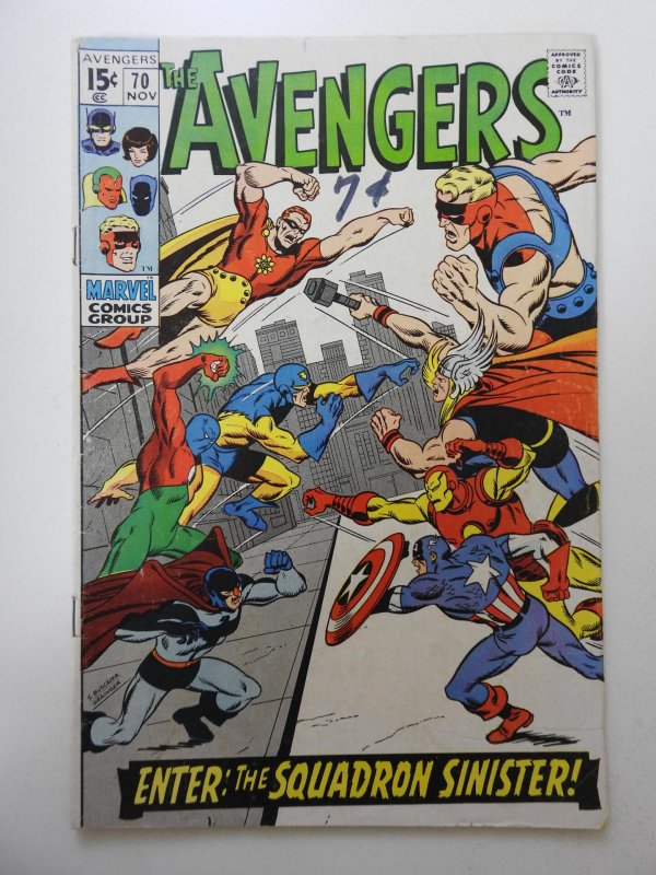 The Avengers #70 (1969) VG Condition! Moisture stain, ink front cover