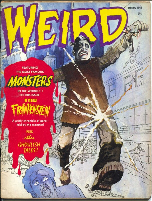 Weird #10 1966-Eerie-1st issue-Frankenstein-Carl Burgos-vampire-torture-VG