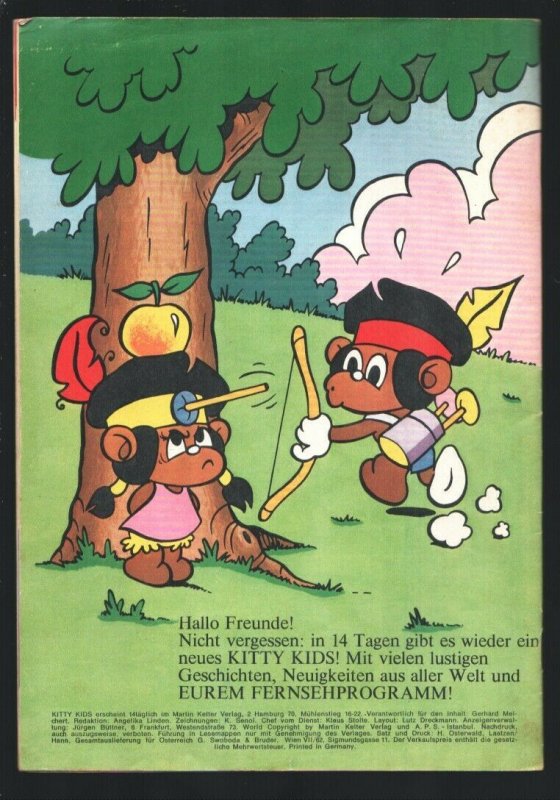 Kitty Kids #15 1980's-Cartoon type humor-German edition-Poster still attached-FN