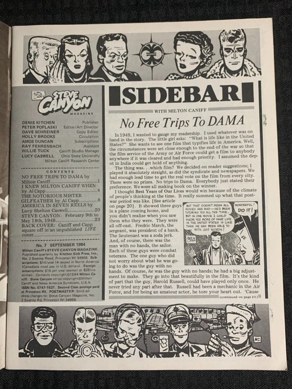 1984 STEVE CANYON #7 FN+ 6.5 Milton Caniff / Kitchen Sink