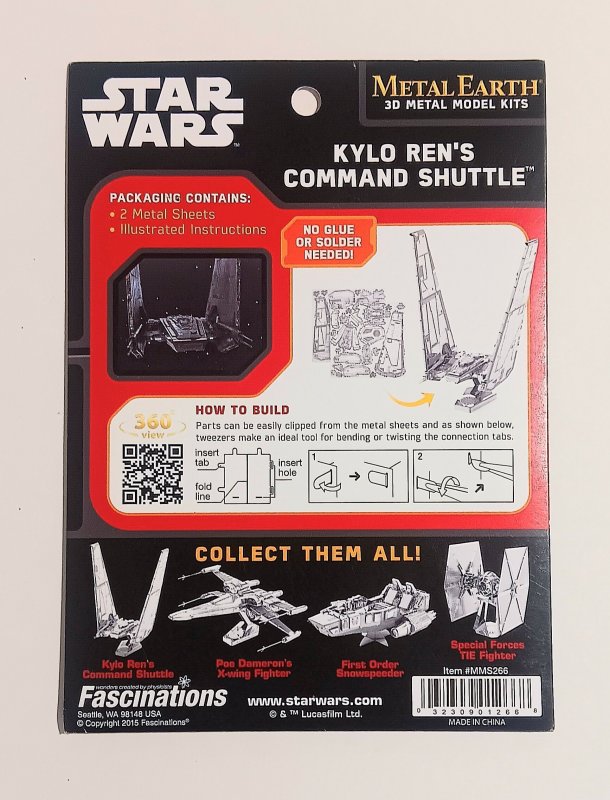 KYLO REN COMMAND SHUTTLE | STAR WARS FORCE AWAKENS | 3D METAL MODEL | NEW IN BOX