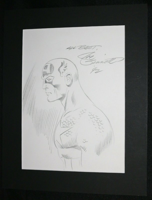 Captain America Side Bust Pencil Commission - 1992 Signed art by Joe Sinnott