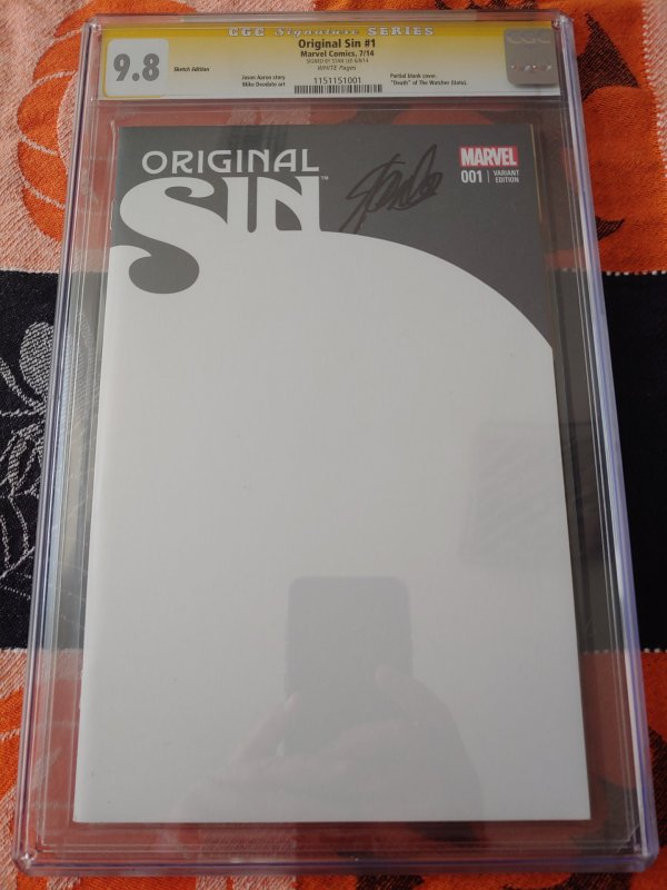 ORIGINAL SIN #1 CGC 9.8 SIGNATURE SERIES SIGNED BY STAN LEE WHITE BLANK VARIANT