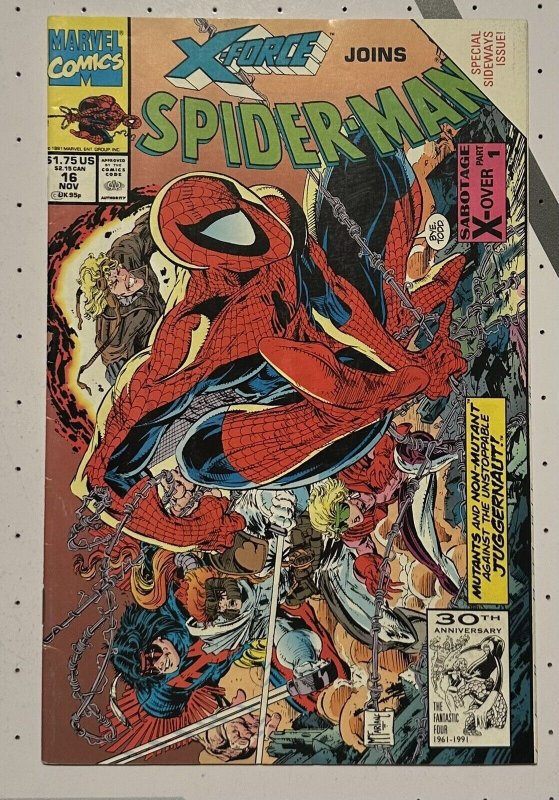 Marvel - Spider-Man #16 (1991) | Key: Last Todd McFarlane Spidey!  X-Force Cable