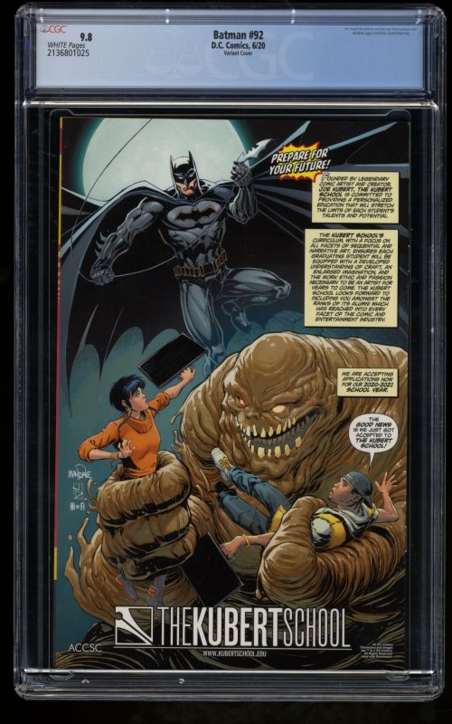 Batman #92 CGC NM/M 9.8 White Pages Artgerm Variant 1st Punchline Cover!