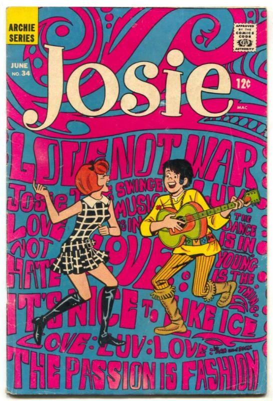 Josie #34 1968- hippy psychedelic cover- Archie comics VG