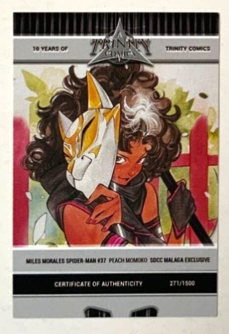 Miles Morales: Spider-Man #37 SDCC Peach Momoko Virgin Inari Malaga SIGNED COA.