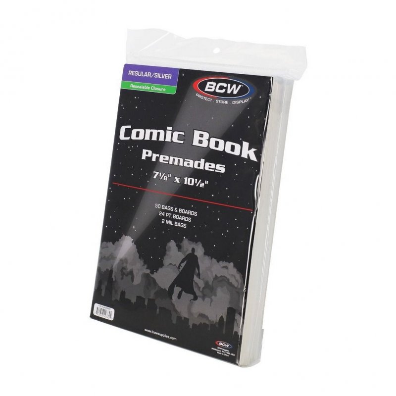 Premade Resealable Silver Comic Bag and Board Pack of 50