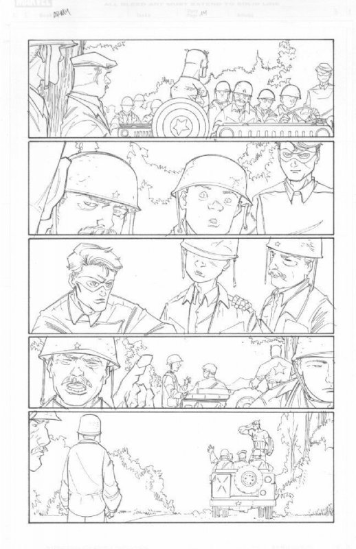 Captain America: Army p.14 - Cap Salutes Soldiers - art by Craig Rousseau