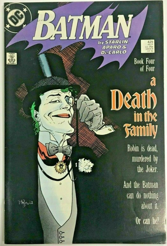 BATMAN#429 FN/VF 1988 'A DEATH IN THE FAMILY' DC COMICS 