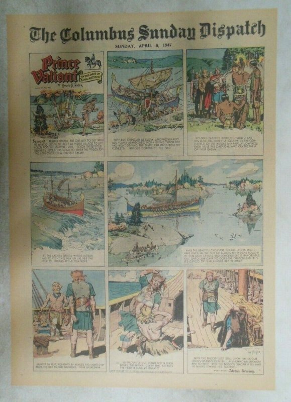 Prince Valiant Sunday Page by Hal Foster from 4/6/1947 Tabloid Page Size !