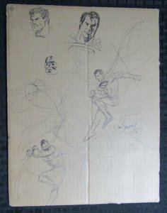 SUPERMAN Sketches & Doodles on Cardboard by Dan Sheddy 10x13 FN 6.0