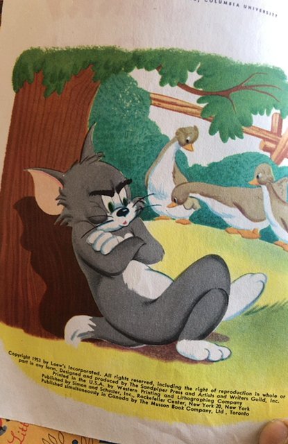 Tom and Jerry Meet Little Quack,1953, white pages,small pencil scribble,