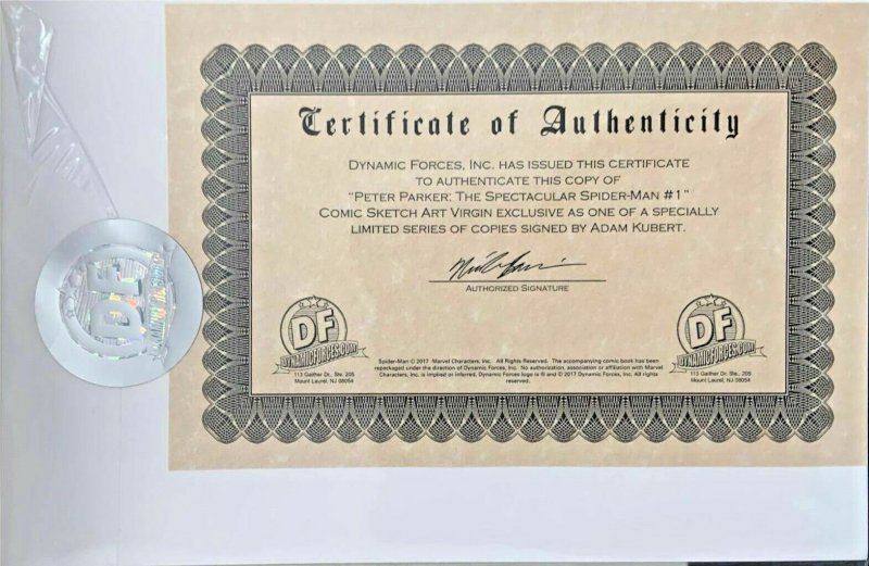 Spectacular Spider-Man Peter Parker #1 Sketch/Color Set Signed Adam Kubert W/COA