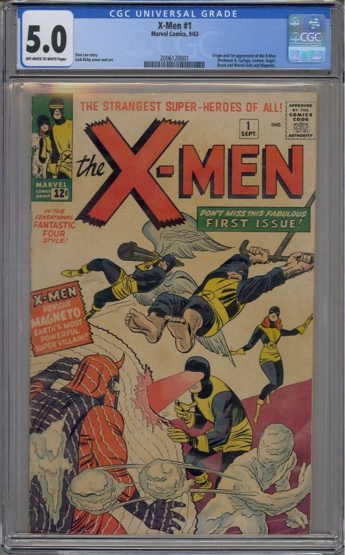 X-MEN #1 CGC 5.0 1ST CYCLOPS BEAST ICEMAN JEAN GREY PROFESSOR X MAGNETO 1963 