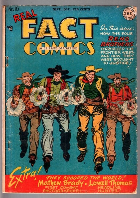 REAL FACT COMICS #16-TOMMY TOMORROW-WESTERN-DC-GOLDEN AGE VG- 