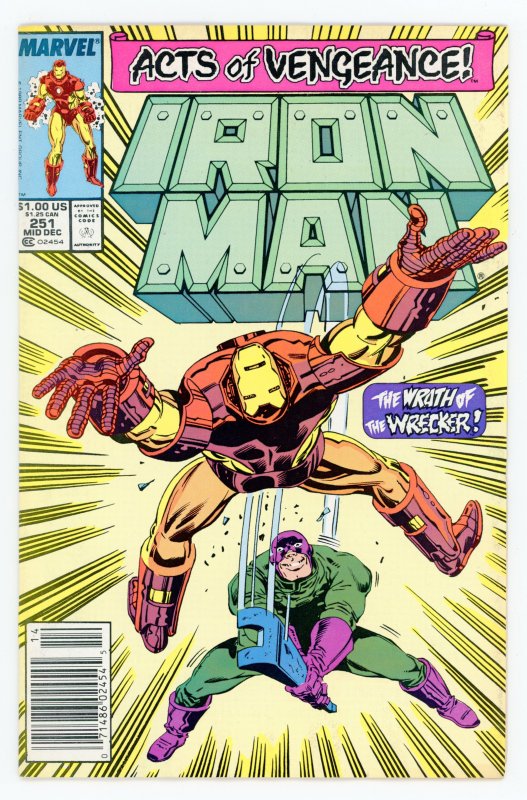 Iron Man #251 Herb Trimpe Wrecker Newsstand VF-