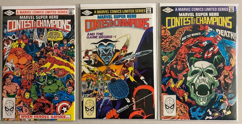 Marvel Super Hero Contest of Champions set #1-3 Direct (6.0 FN) (1982)