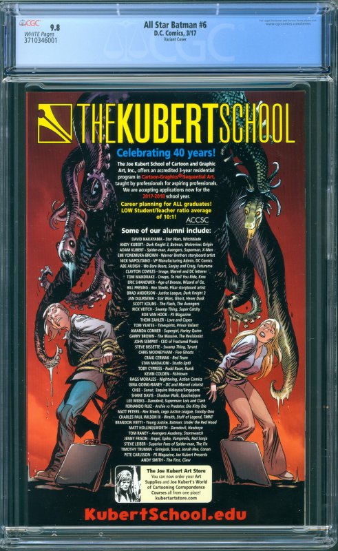 All-Star Batman #6 Jock Variant Cover CGC 9.8