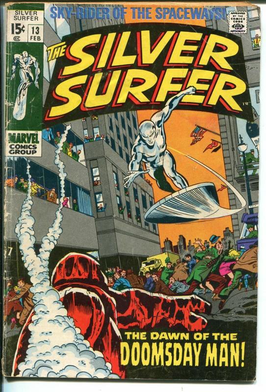 Silver Surfer #13 1970-Marvel-Doomsday Man-American flag-John Bucsema art-G/VG
