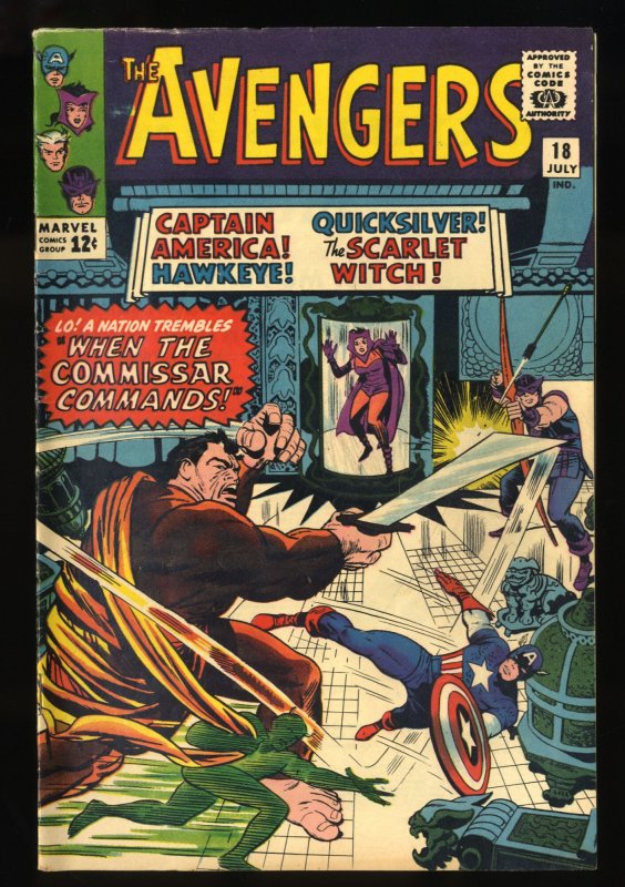 Avengers #18 VG/FN 5.0 Jack Kirby Cover! Stan Lee and Don Heck!