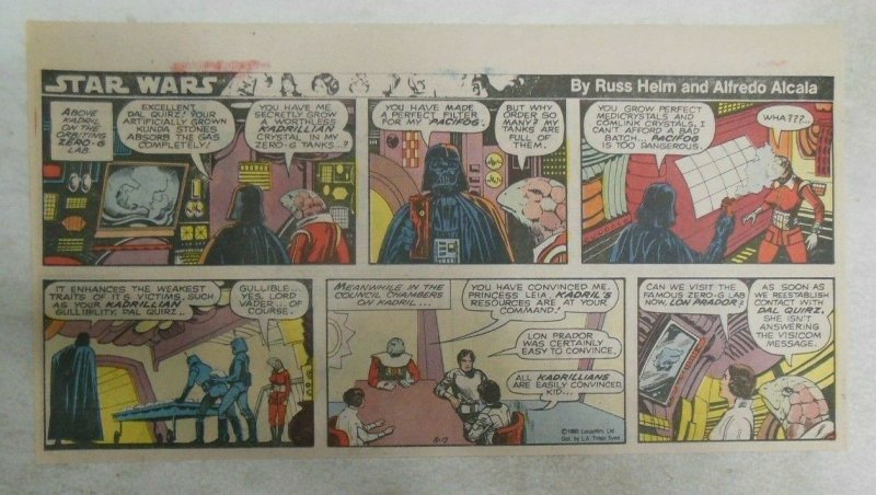 Star Wars Sunday Page by Alfred Alcala from 8/17/1980 Third Full Page Size!