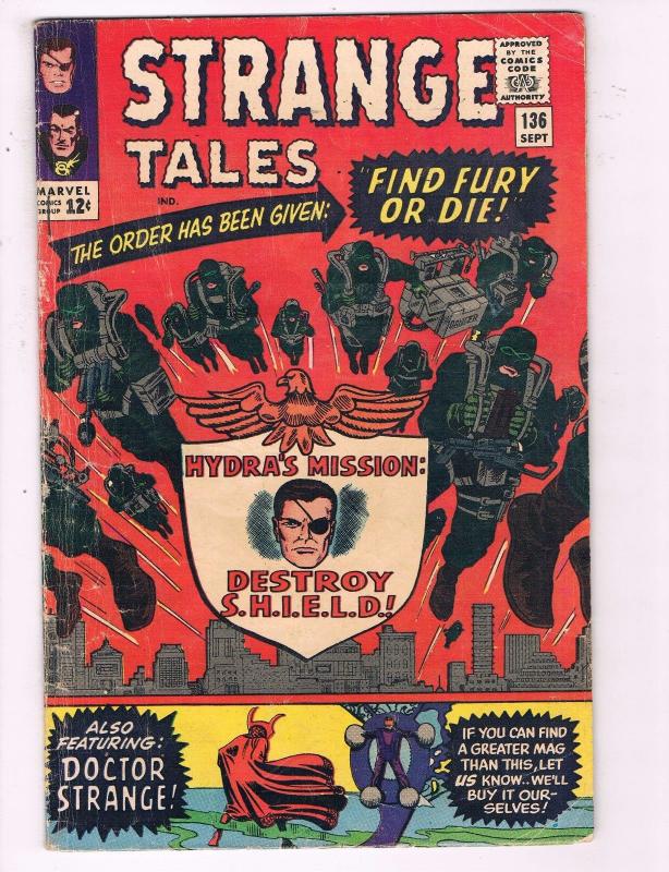Strange Tales # 136 VG Marvel Silver Age Comic Book Dr. Strange Human Torch BN4