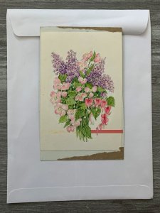 HAPPY MOTHERS DAY Pink and Purple Flowers 5x8 Greeting Card Art MD509