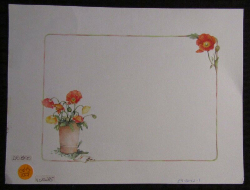 HAPPY EASTER Orange Flowers in Clay Pot 12x9 Greeting Card Art #E5042