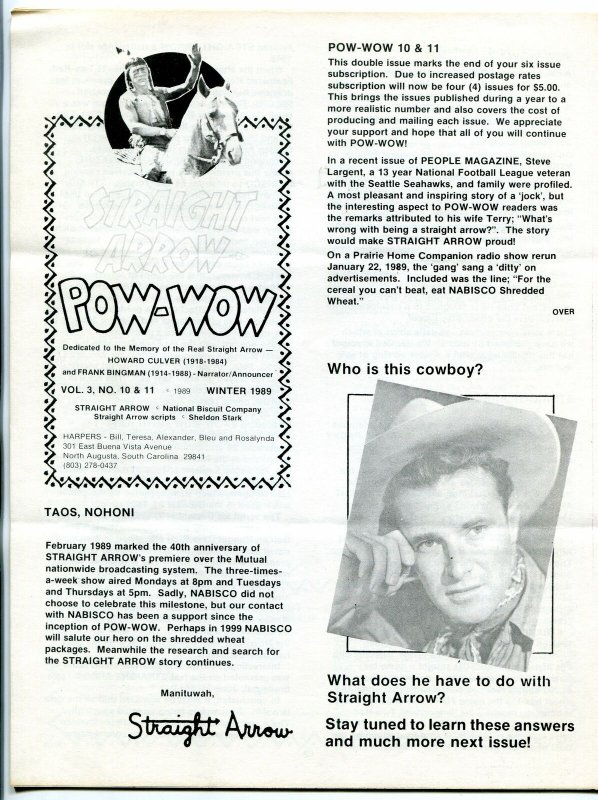 Straight Arrow Pow-Wow Vol. 3 #10 & 11 1989- Western fanzine newsletter