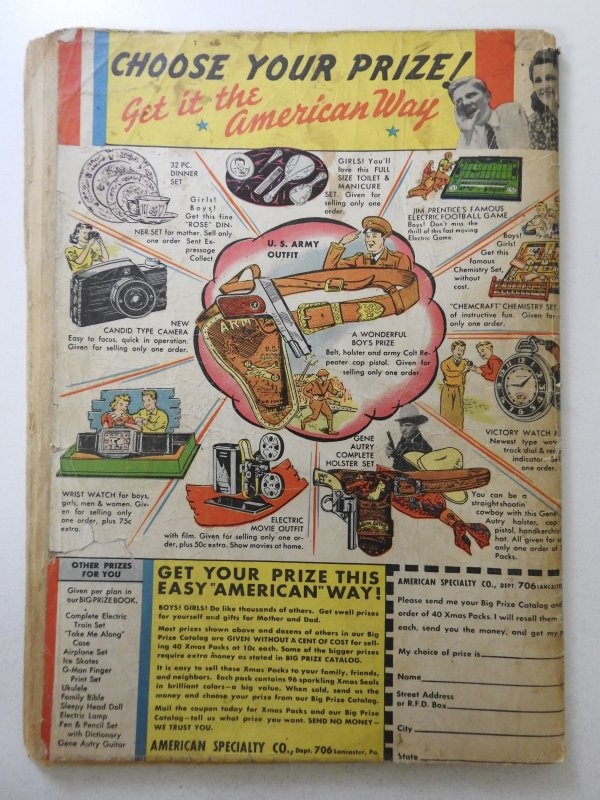 Sparkler Comics #16 (1942) Great WWII Cover! 1st Page Rip in half Poor Condition